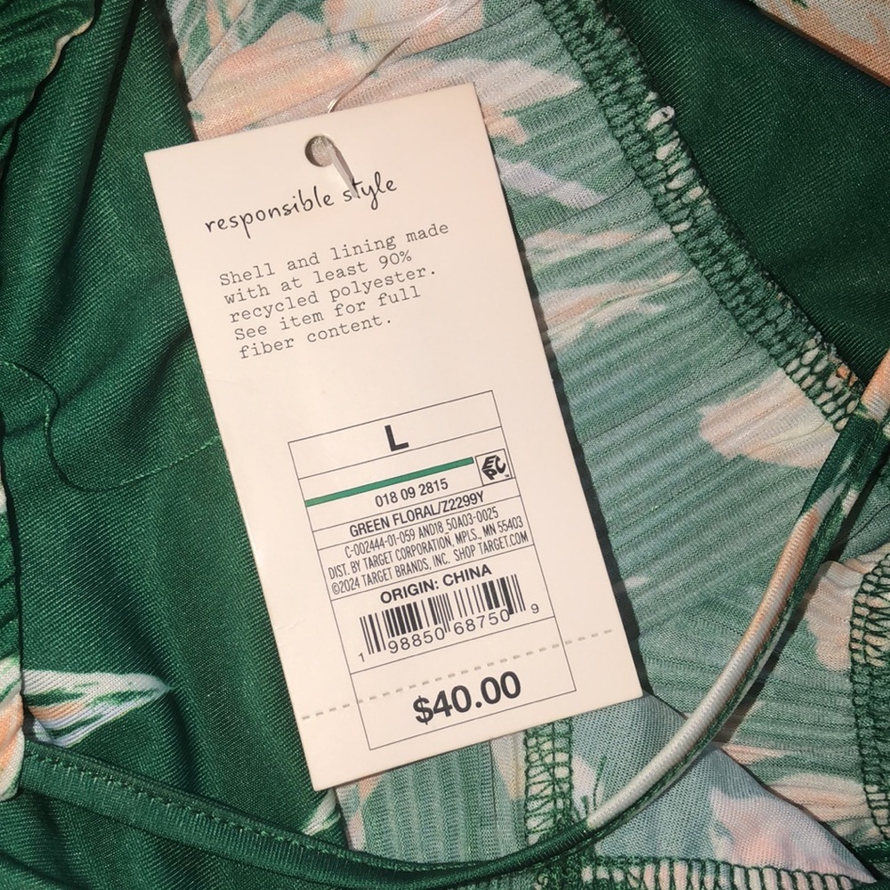 A new day green floral leather maxi dress size large new with tags - Picture 8 of 9